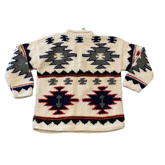 Hand Knit Sweater Aztec Southwestern 100% Wool NEW XL - Picture 2 of 6